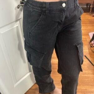 H&M black wide leg cargo jeans